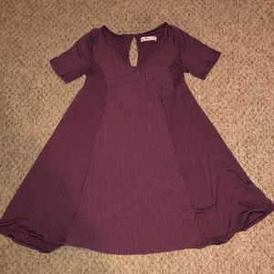 Maroon and navy blue t-shirt dress